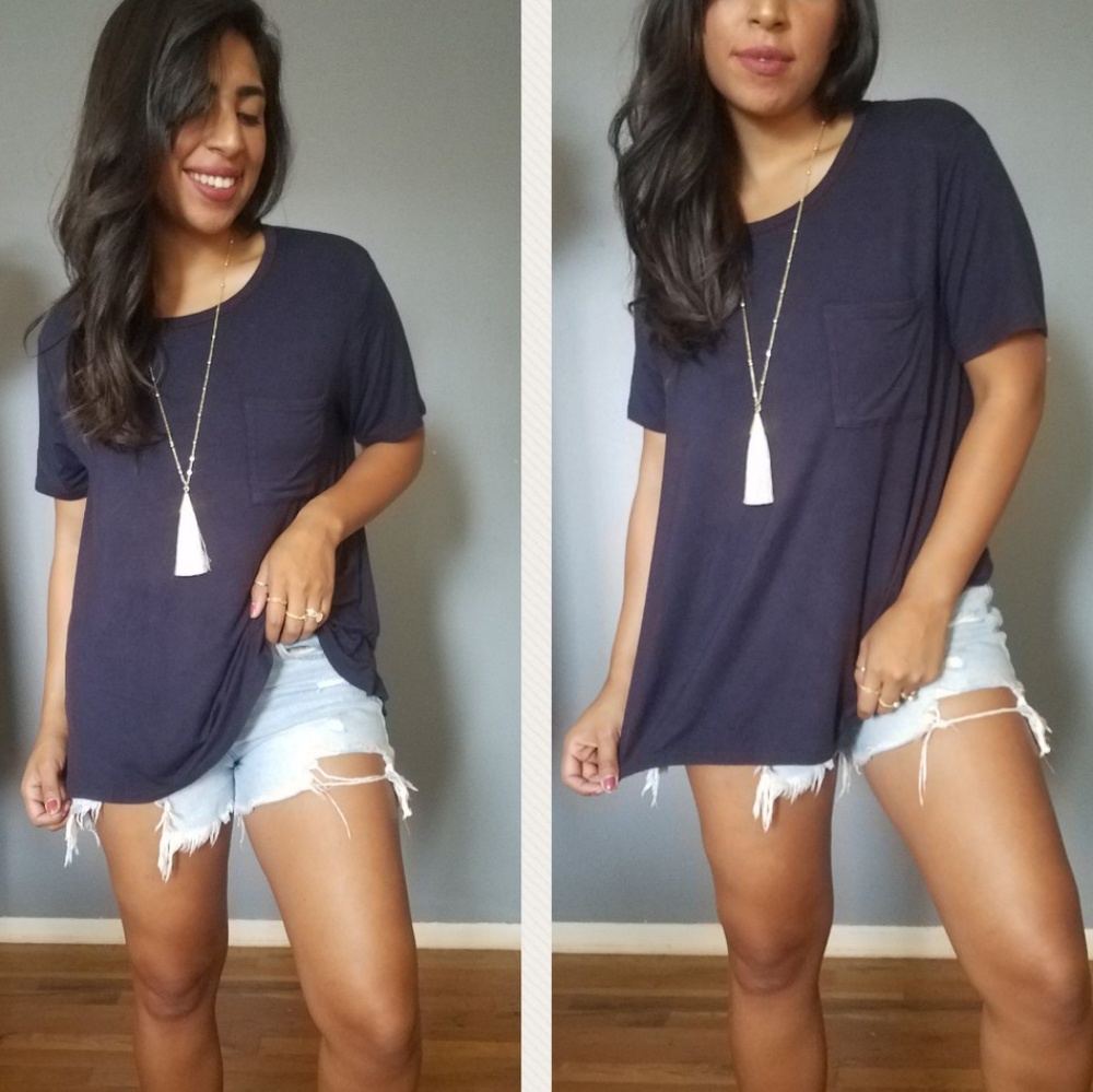 NOT SO BASIC NAVY BLUE TEE SHIRT TOP